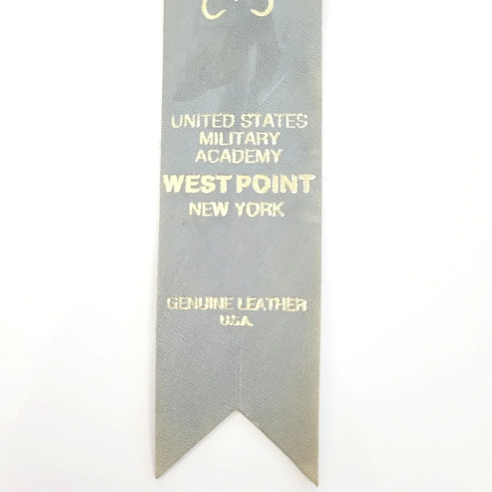 Vintage 50s Military Academy Leather Bookmark West Point New York USA 1950s gray